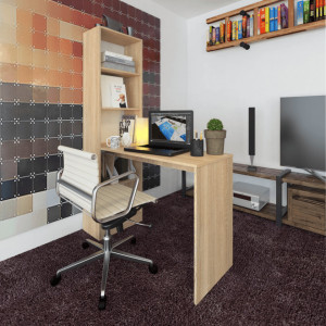 Birou, măsuţă, masă PC cu rafturi, sonoma, 125 cm - TP255557 - Img 3