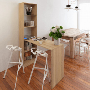 Birou, măsuţă, masă PC cu rafturi, sonoma, 125 cm - TP255557 - Img 6