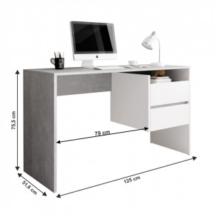 Birou, măsuţă, masă PC, gri şi alb, 125 cm - TP269211 - Img 4