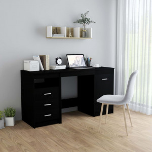 Birou, negru, 140 x 50 x 76 cm, lemn prelucrat - V3054781V - Img 2