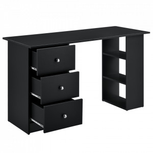 Birou Tonia Grey, 120 x 49 x 72 cm, PAL, negru, cu 3 sertare si 3 polite - P67977819 - Img 2