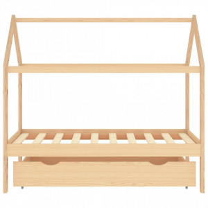Cadru pat pentru copii, cu un sertar, 80x160 cm, lemn masiv pin - V322137V - Img 3