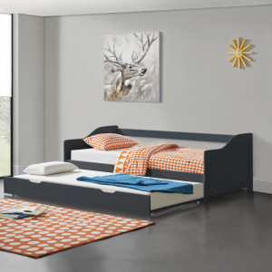 Canapea cu pat suplimentar extensibil, gri inchis - P65373542