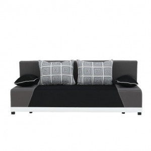 Canapea extensibilă, material textil negru/gri/perne gri cu model, 203x73/83x91 cm - TP96963 - Img 12