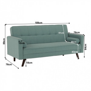 Canapea extensibilă, material verde-mentol, 189x76x89 cm - TP234739 - Img 17