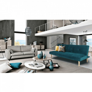 Canapea extensibilă, smarald/stejar, 178x66x68 cm - TP259661 - Img 2
