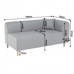 Canapea, gri, dreapta, 144x67x76 cm - TP238796 - Img 16