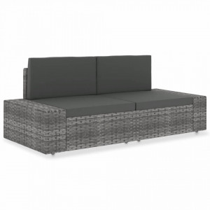 Canapea modulara cu 2 locuri, gri, poliratan - V49525V