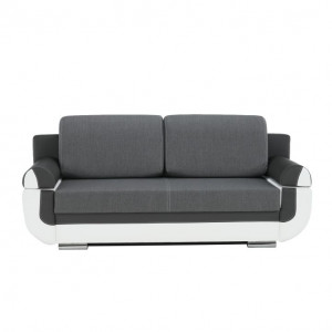 Canapea, piele ecologică alba+gri/material textil gri, 204x89x90 cm - TP88081 - Img 7