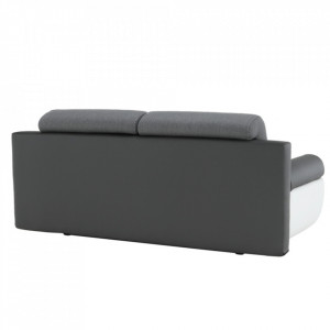 Canapea, piele ecologică alba+gri/material textil gri, 204x89x90 cm - TP88081 - Img 18