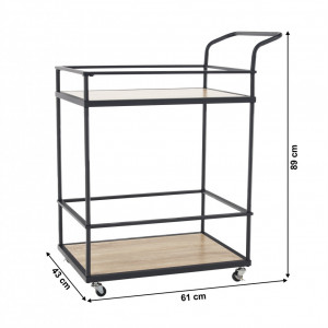 Cărucior de servire, culoarea stejar/negru, 61x43x89 cm - TP302744 - Img 12