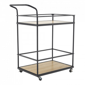 Cărucior de servire, culoarea stejar/negru, 61x43x89 cm - TP302744 - Img 14