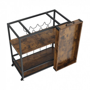 Cărucior de servire, culoarea stejar smoke/negru, 80x40x90 cm - TP276316 - Img 20