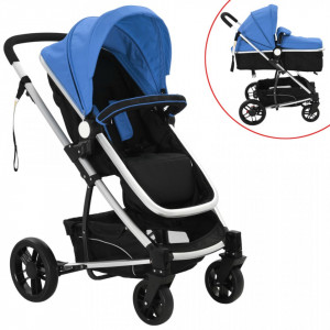 Carucior/landou pentru copii 2-in-1 albastru si negru aluminiu - V10106V - Img 1
