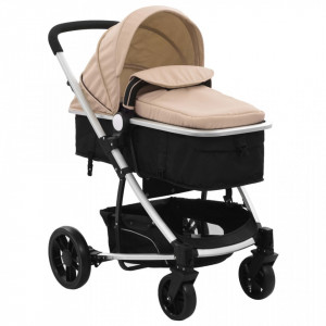 Carut/landou pentru copii 2-in-1, gri taupe si negru, aluminiu - V10154V - Img 3
