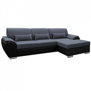 Colţar extensibil, negru și gri închis, model dreapta, 280x83x174 cm - TP280766 - Img 1