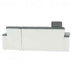 Colţar mic, piele ecologică alb/material textil gri, model dreapta, 260x86/106x168 cm - TP149896 - Img 6