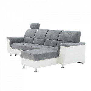 Colţar mic, piele ecologică alb/material textil gri, model dreapta, 260x86/106x168 cm - TP149896 - Img 16
