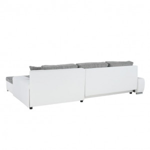 Colţar, piele ecologică/ alb/material gri melir, 300x215x72 cm - TP149894 - Img 3