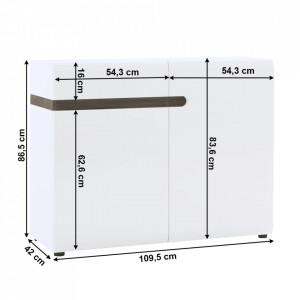 Comodă 109,5x42x86,5 cm, alb lucios și sonoma truflu - TP22319 - Img 16