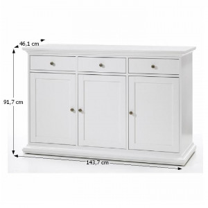 Comodă , 143,7x91,7 x46,1 cm, PAL înfoliat/MDF lăcuit, alb - TP149832 - Img 2
