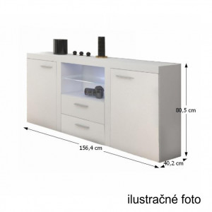 Comodă 2 uşi, 2 sertare, 156,4x80,5x40,2 cm, albă - TP149993 - Img 4