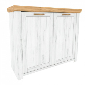 Comodă cu 2 uși, alb craft și stejar, 118x41x96 cm - TP264016