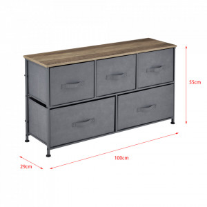 Comoda cu 5 sertare gri/efect lemn - P66829636 - Img 4