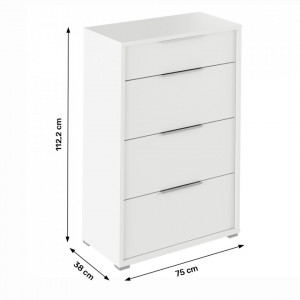 Comodă cu sertare, albă, 75x38x112 cm - TP260732 - Img 3