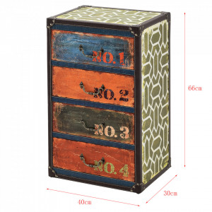 Comoda design industrial cu 4 sertare imitatie piele multicolor - P71650545 - Img 2
