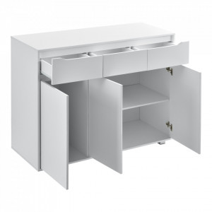 Comoda Hallefors W3 cu 3 sertare si 3 dulapuri cu usi, 101,5 x 120 x 48 cm, PAL/invelis melamina, alb - P72528810 - Img 2