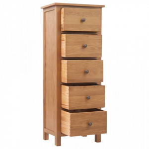 Comodă înaltă cu sertare, 45x32x110 cm, lemn masiv stejar - V329924V - Img 4