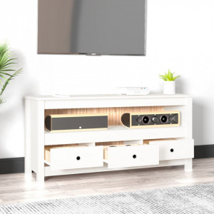 Comodă TV, alb, 114x35x52 cm, lemn masiv de pin - V821503V - Img 3
