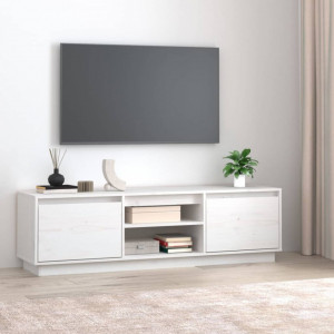 Comodă TV, alb, 140x35x40 cm, lemn masiv de pin - V814315V - Img 2