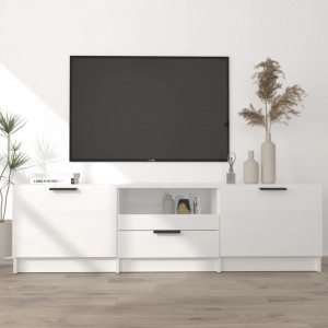 Comodă TV, alb extralucios, 140x35x40 cm, lemn prelucrat - V811454V - Img 2
