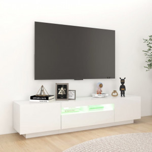 Comodă TV cu lumini LED, alb extra lucios, 180x35x40 cm - V3081903V - Img 4