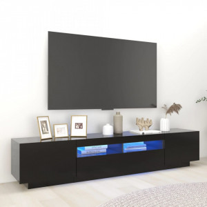 Comodă TV cu lumini LED, negru, 200x35x40 cm - V3081907V - Img 2