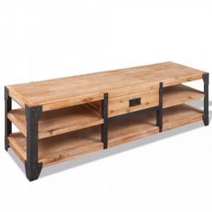 Comoda TV din lemn masiv de acacia 140 x 40 x 45 cm - V243913V - Img 1