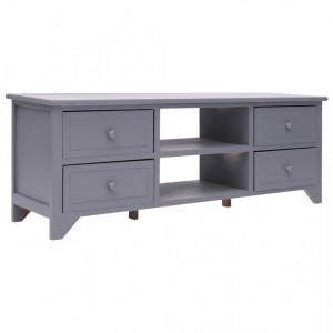 Comoda TV, gri, 115 x 30 x 40 cm, lemn de paulownia - V284116V