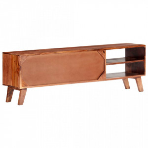 Comoda TV, gri, 140 x 30 x 45 cm, lemn masiv de sheesham - V286369V - Img 4