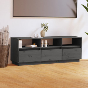 Comodă TV, gri, 140x37x50 cm, lemn masiv de pin - V813432V - Img 2