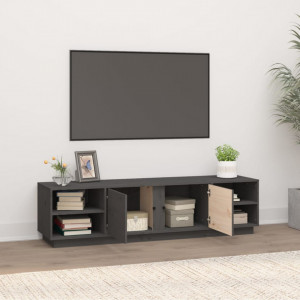 Comodă TV, gri, 156x40x40 cm, lemn masiv de pin - V814456V - Img 3