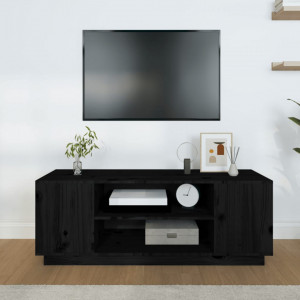 Comodă TV, negru, 110x35x40,5 cm, lemn masiv de pin - V814413V - Img 3