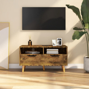 Comodă TV, stejar afumat, 90x40x48,5 cm, lemn prelucrat - V326785V - Img 2