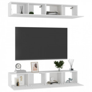 Comode TV, 4 buc., alb, 80x30x30 cm, lemn compozit - V3074451V - Img 3