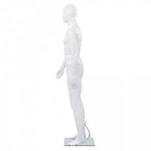 Corp manechin masculin, cu suport din sticla, Alb lucios 185 cm - V142926V - Img 4