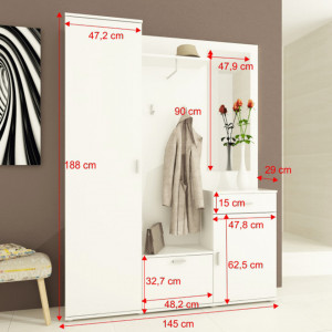 Cuier pentru hol, alb, 144x188x29 cm - TP129613 - Img 3