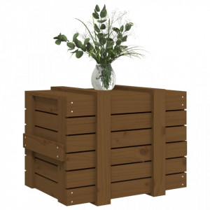 Cutie de depozitare, maro miere, 58x40,5x42 cm lemn masiv pin - V824996V - Img 4