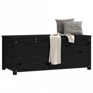 Cutie de depozitare, negru, 110x50x45,5 cm, lemn masiv de pin - V823543V - Img 4