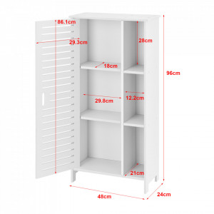 Dulap baie cu 1 usa si 6 rafturi, 96 x 48 x 24 cm, alb - P73061928 - Img 2